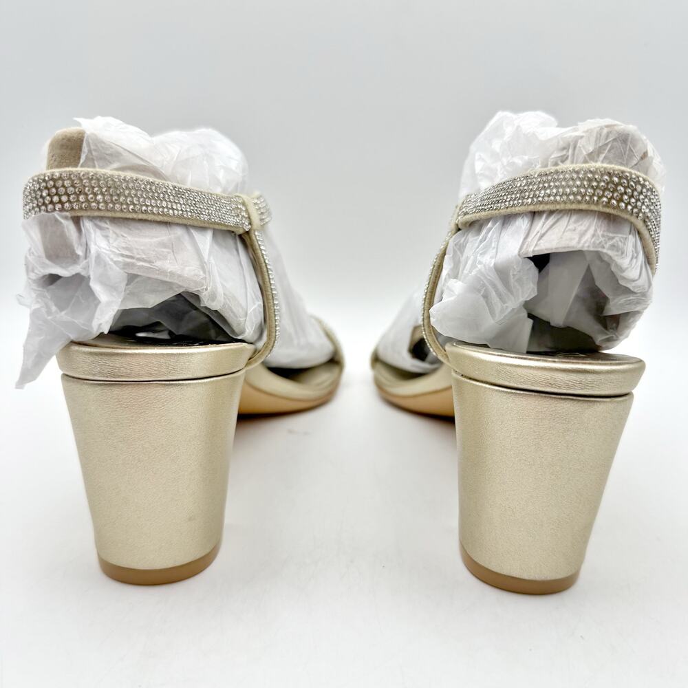 Naturalizer Womens Vanessa Sandal Heels Size 8 Gold Champagne Rhinestone NIB - Picture 10 of 13